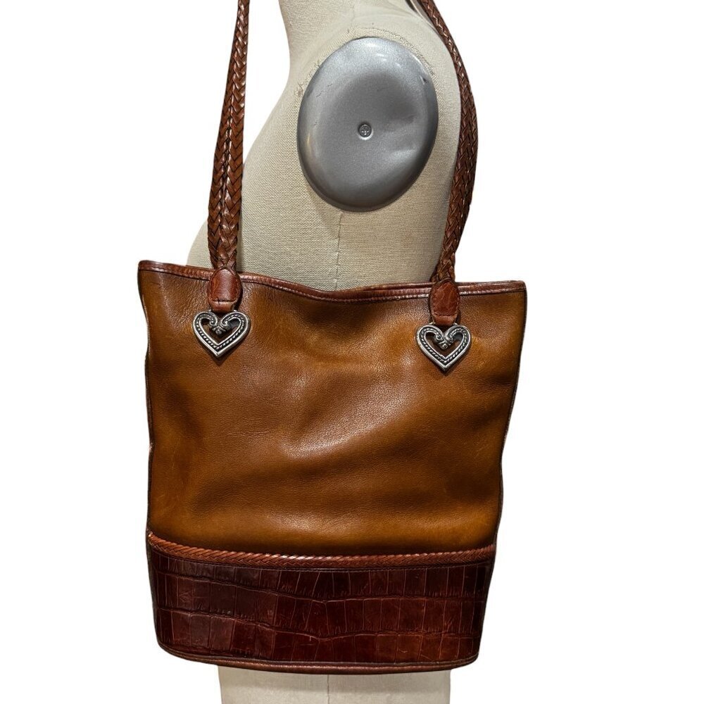 Brighton Caroline Brown Leather Shoulder Bag Tote - Picture 4 of 6